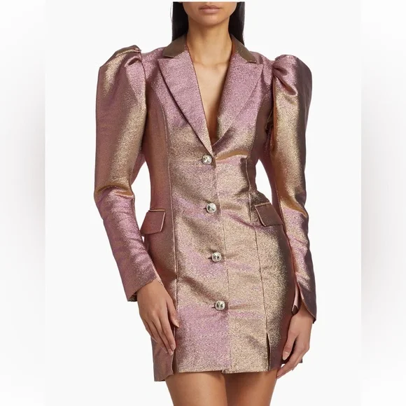 Rotate Birger Christensen | Dresses | Rotate Birger Christensen Metallic  Puffsleeve Blazer Dress | Poshmark